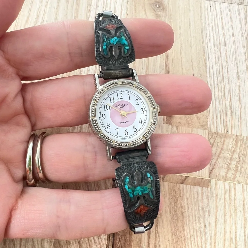 VTG LA Express ladies southwestern Sterling silver eagle watch NEW BATTERY